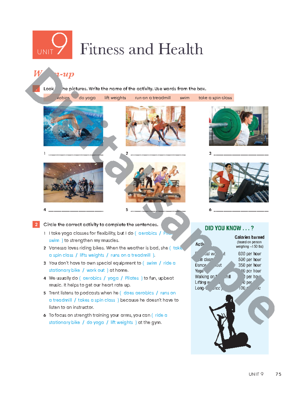 Fitness and Health L1 U9 - Workbook Activities and Exercises - Studocu