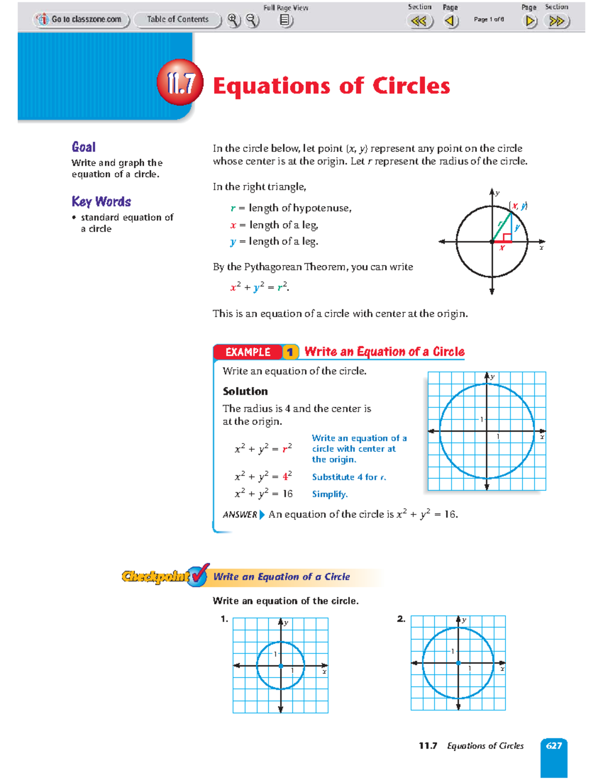 11.7 Equations of Circles: Writing and Graphing Techniques - Studocu