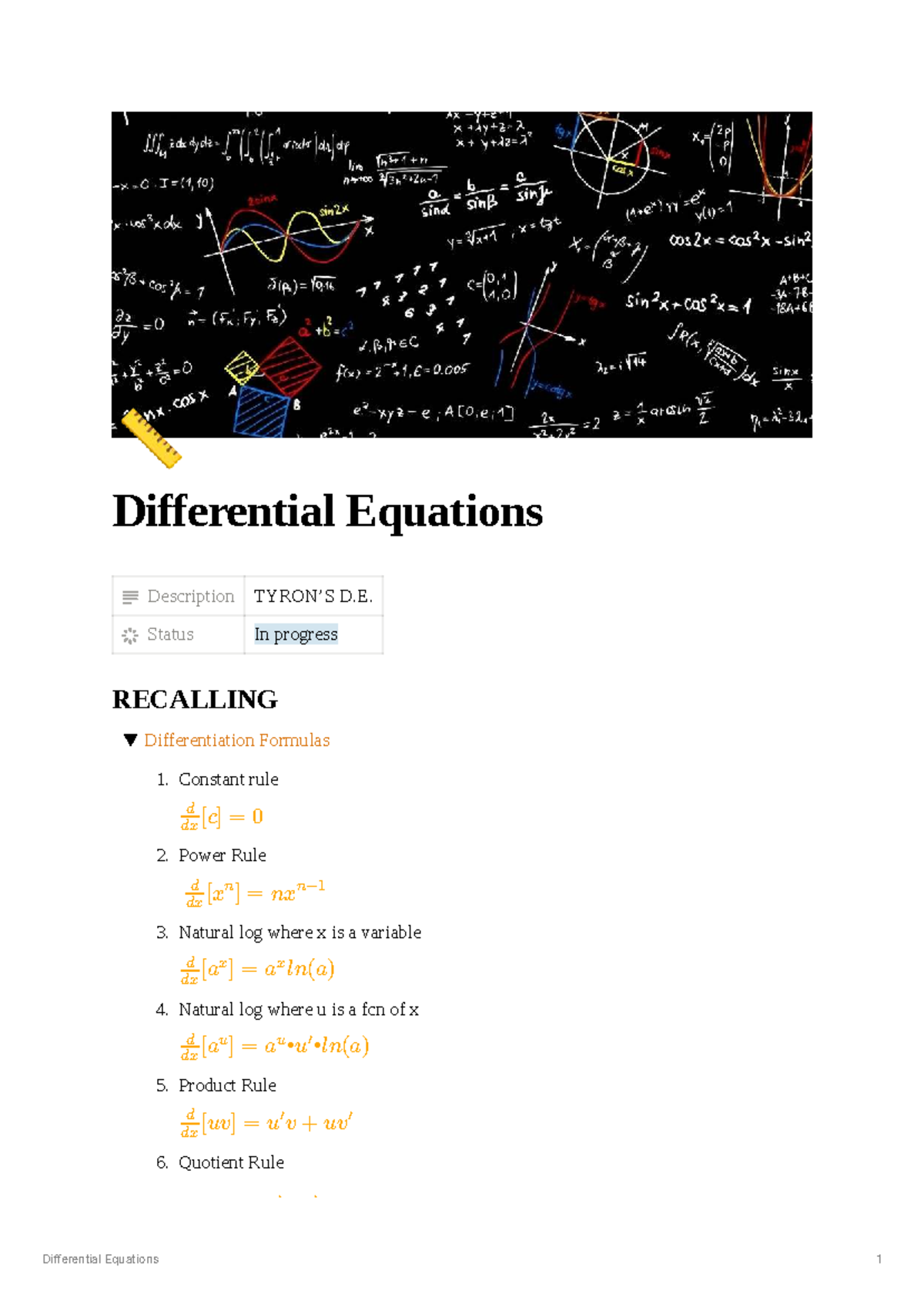 Differential Equations Lecture Notes for BSABE Course - Studocu