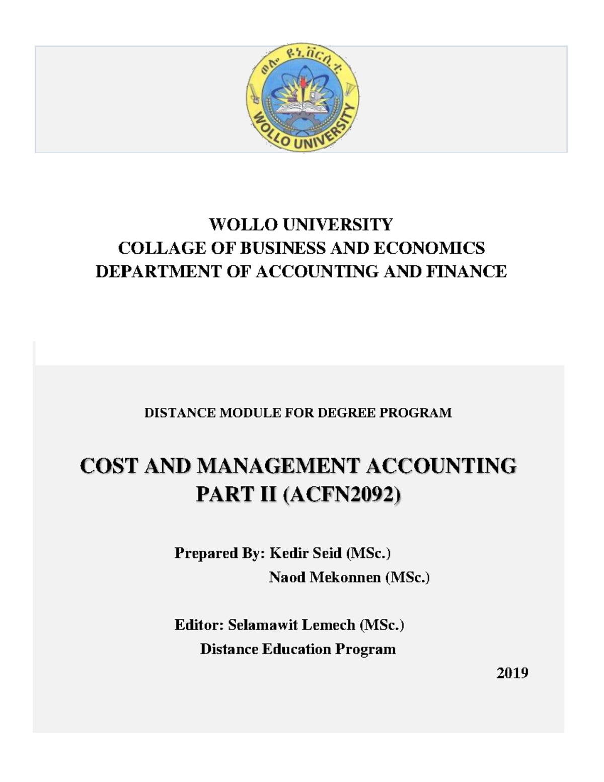 Cost and Management Accounting - Part II (ACFN2092) Study Notes - Studocu