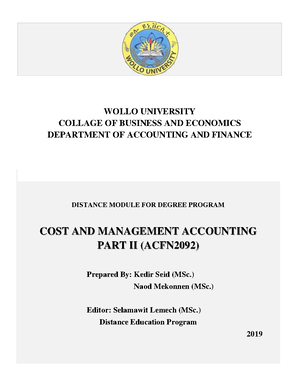 [Solved] Whats cost and management accounting I - Cost And Management ...