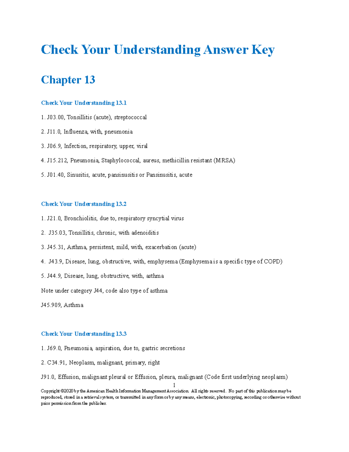 Ch13.CYU - Detailed Answer Key for Health Codes - Studocu