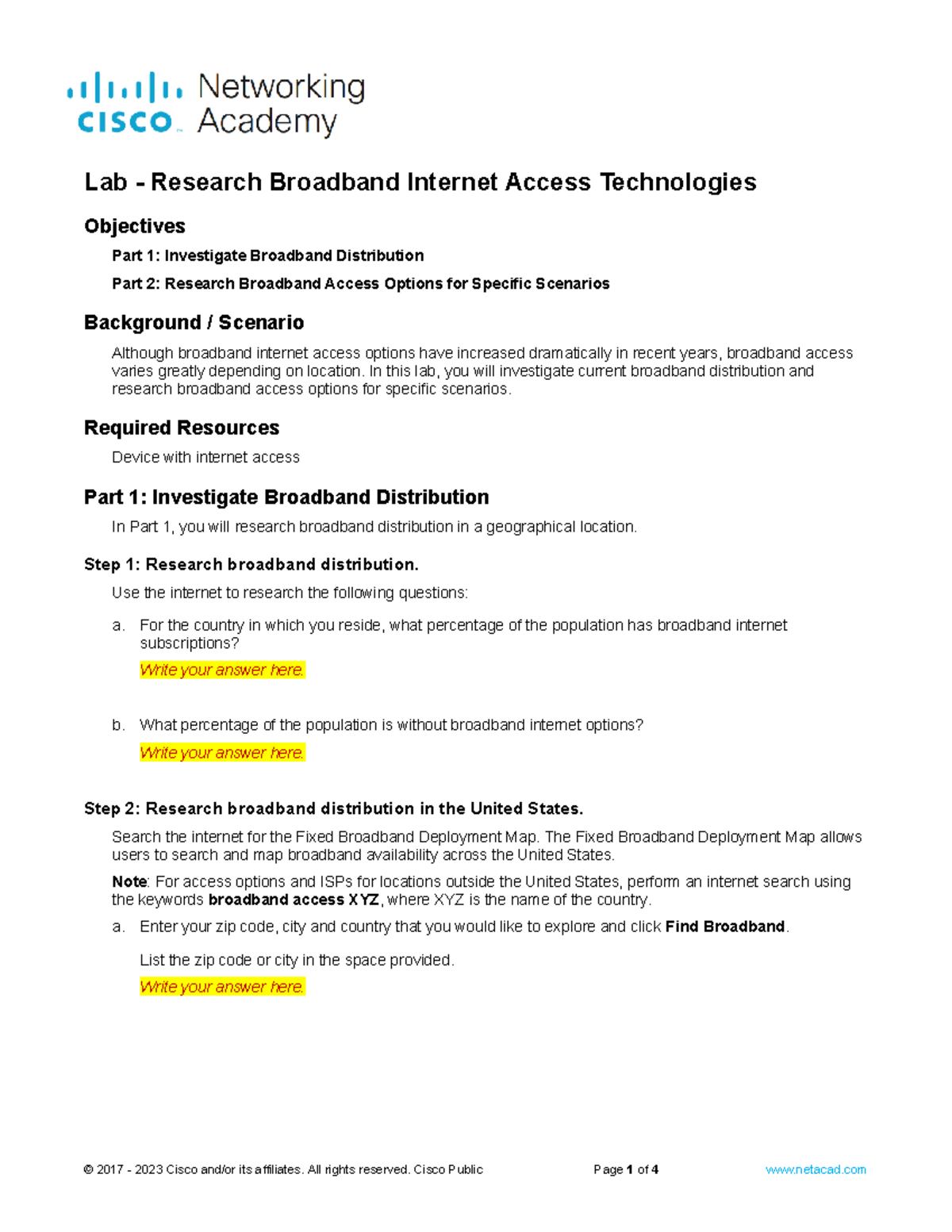 7.5.11 Lab - Analyzing Broadband Access Technologies and Options - Studocu