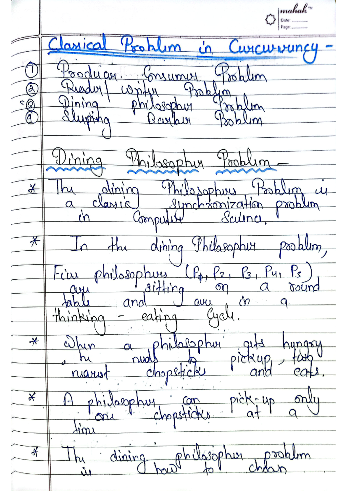 CS 101: Dining Philosophers & Sleeping Barber Synchronization Notes ...