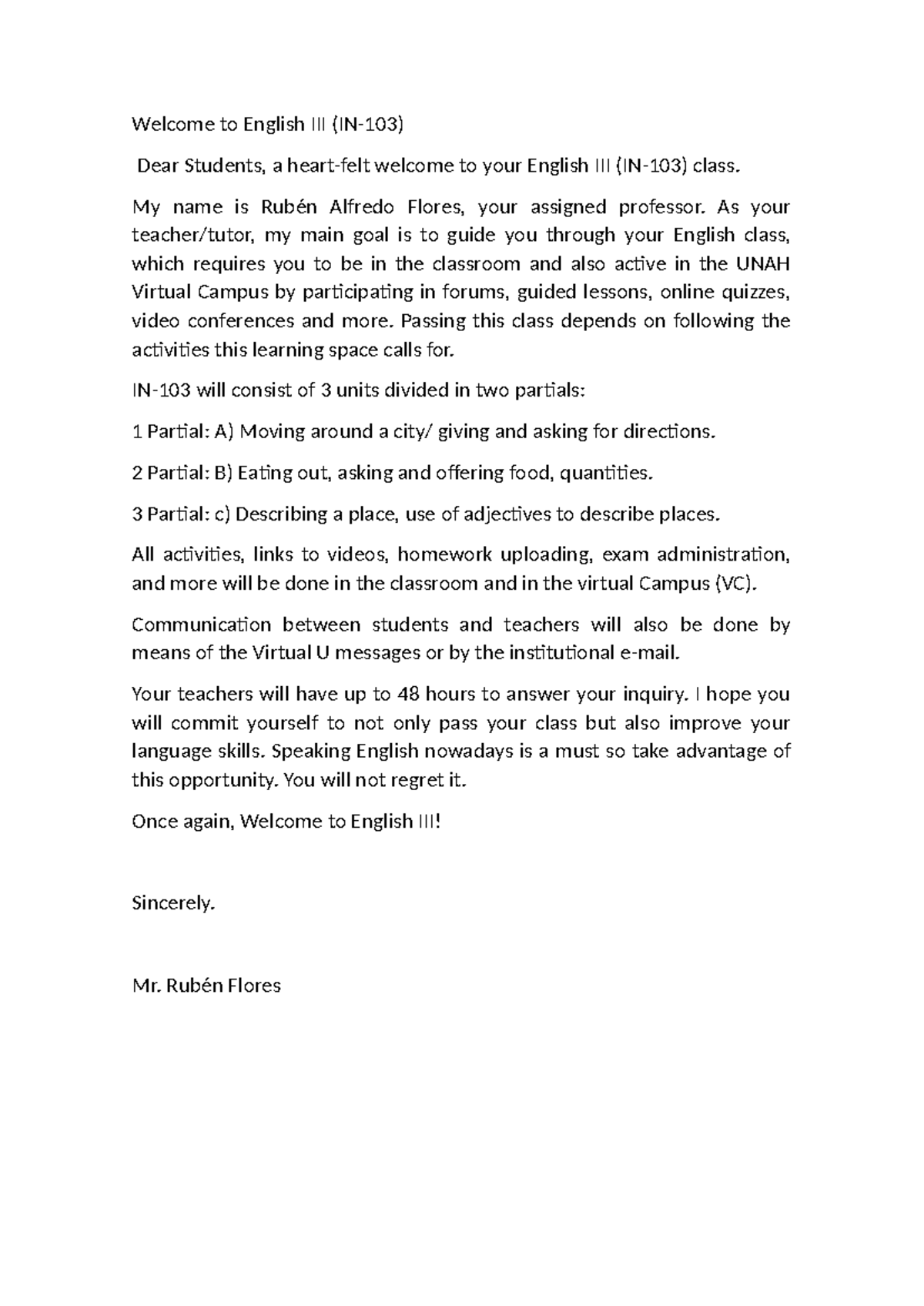 Welcome to English III - Course Overview and Expectations - Studocu