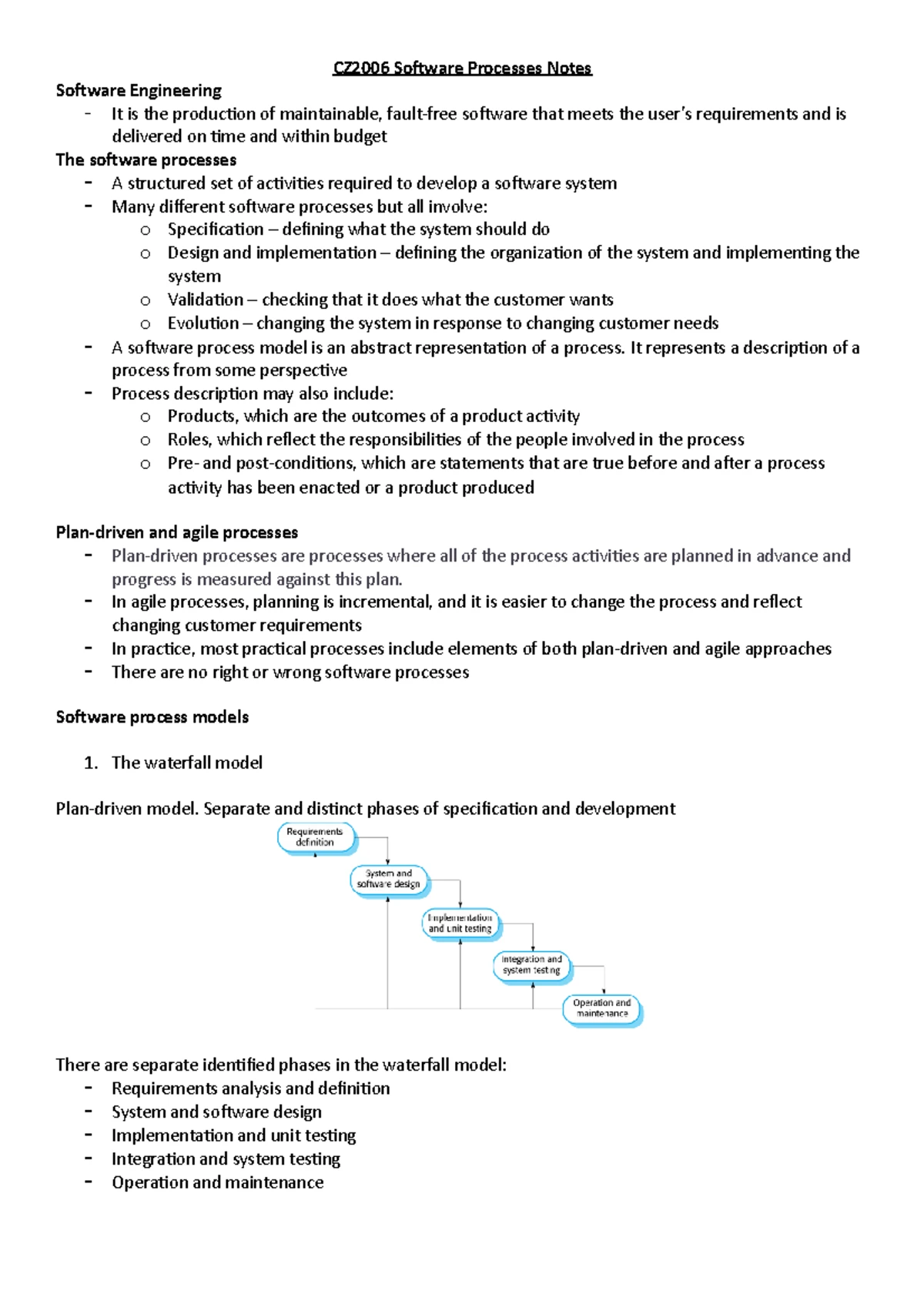 SOFTWARE ENGINEERING ULTIMATE NOTES: CHEAT SHEET & CONTENT PAGE - Studocu
