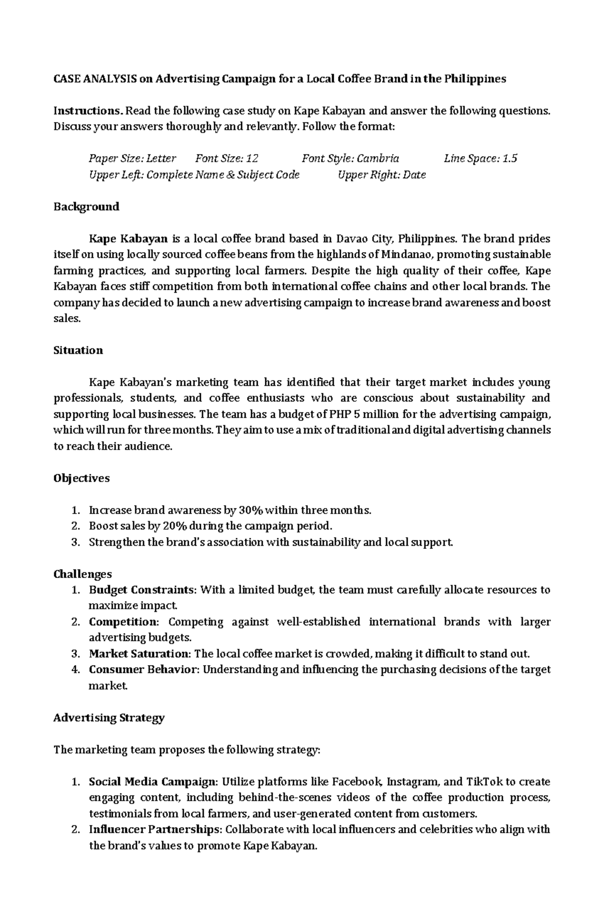 Advertising Case Analysis on Local Coffeeshop - CASE ANALYSIS on ...