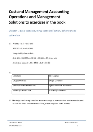 HMAC330 T&L Week 1 Solutions for Cost & Management Accounting - Studocu