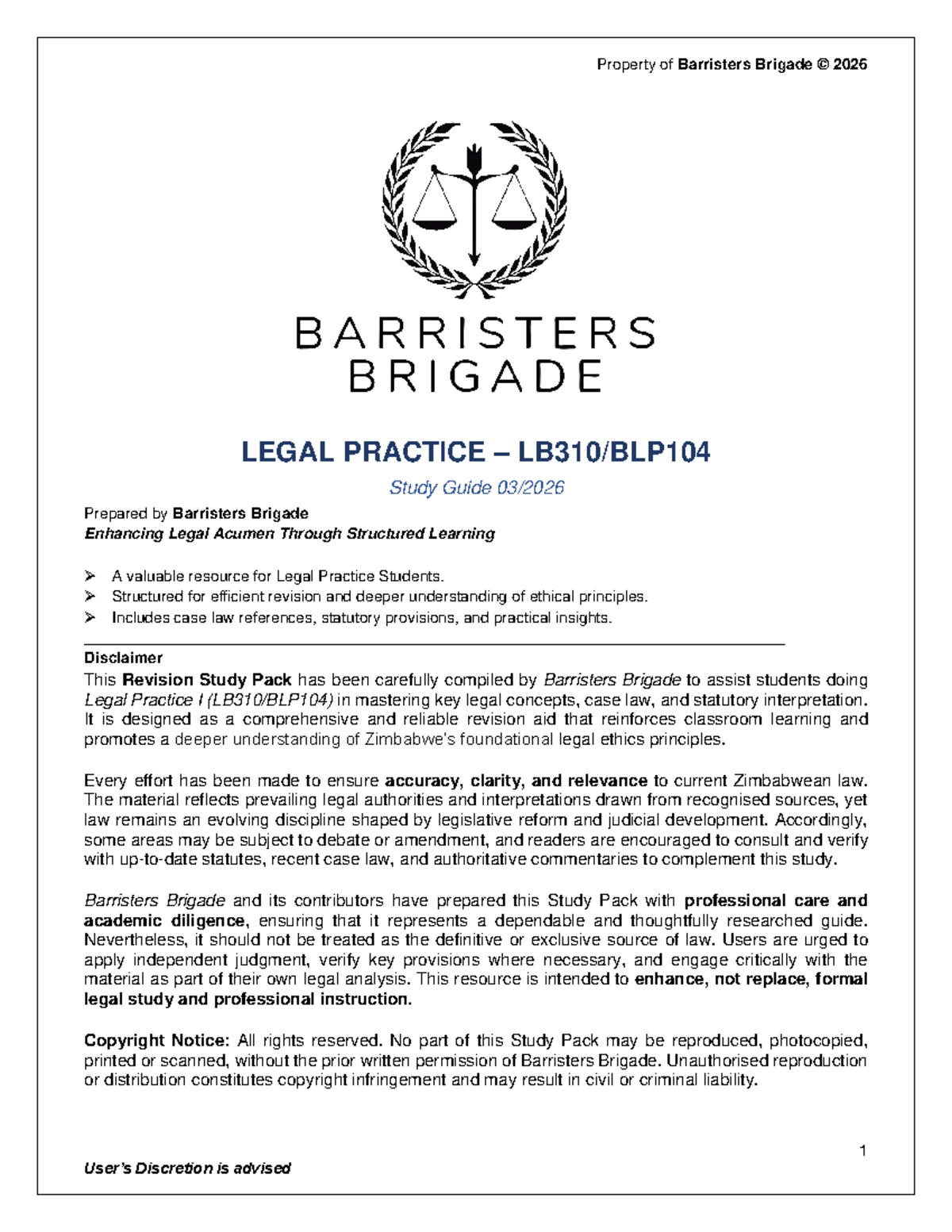 Legal Practice I Study Guide 2026: Key Concepts and Ethical