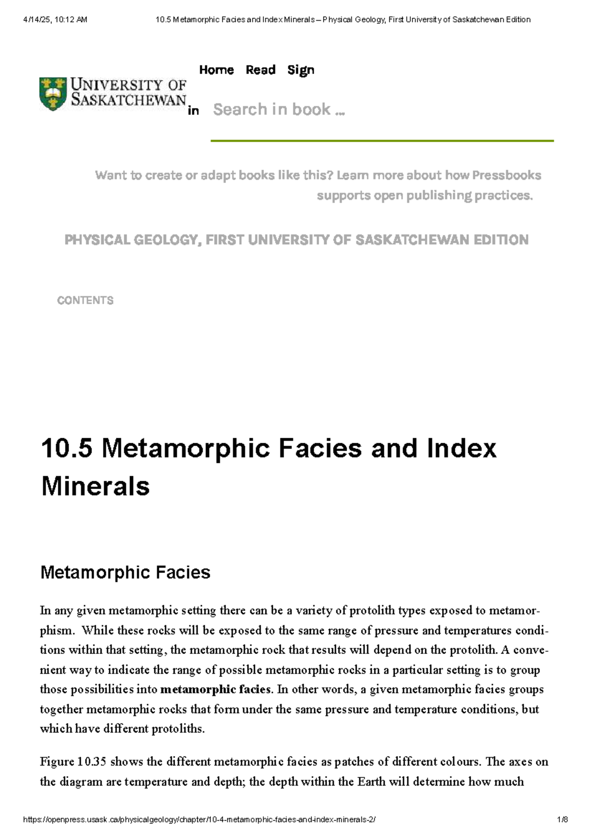 10:12 AM 10.5 Metamorphic Facies and Index Minerals - Physical Geology ...