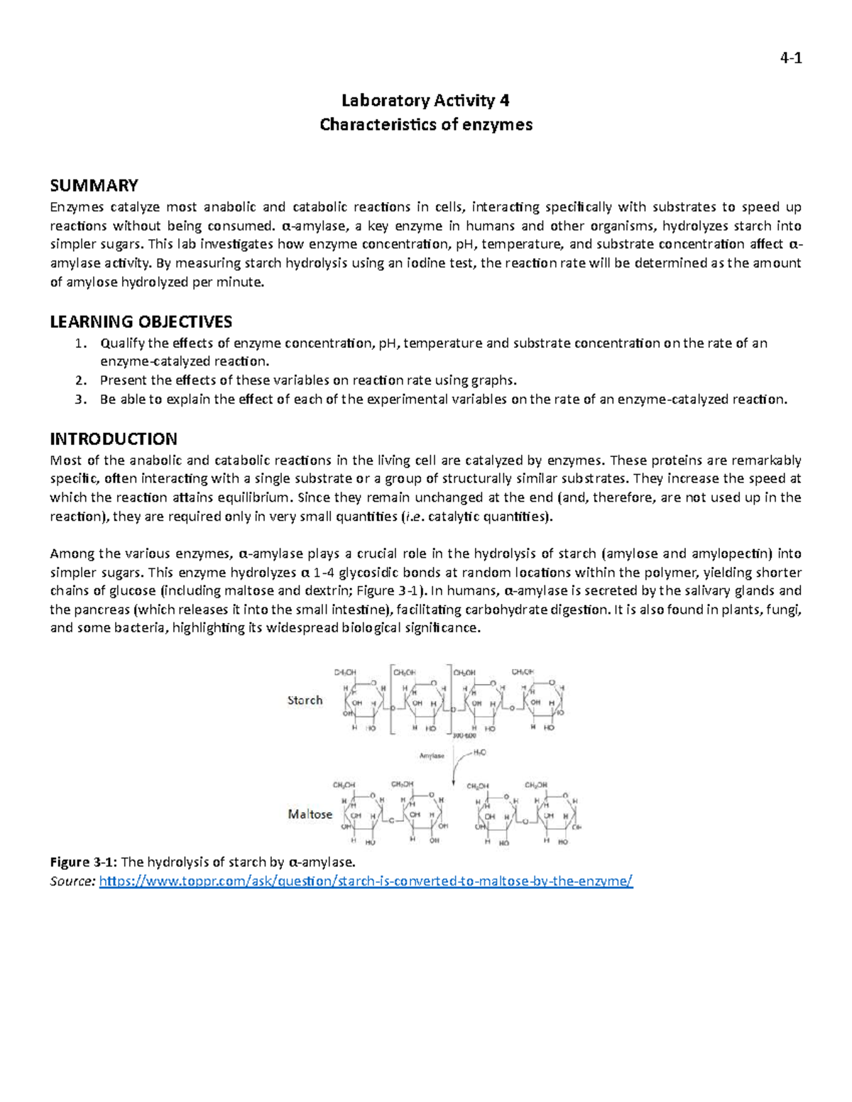 Lab 4 - Enzyme Activity: Effects of Concentration, pH, and Temperature ...