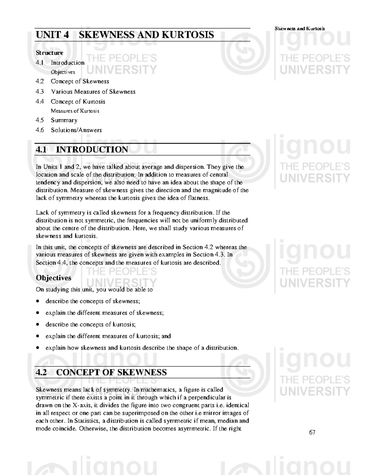 UNIT 4: Skewness and Kurtosis in Statistics - Studocu