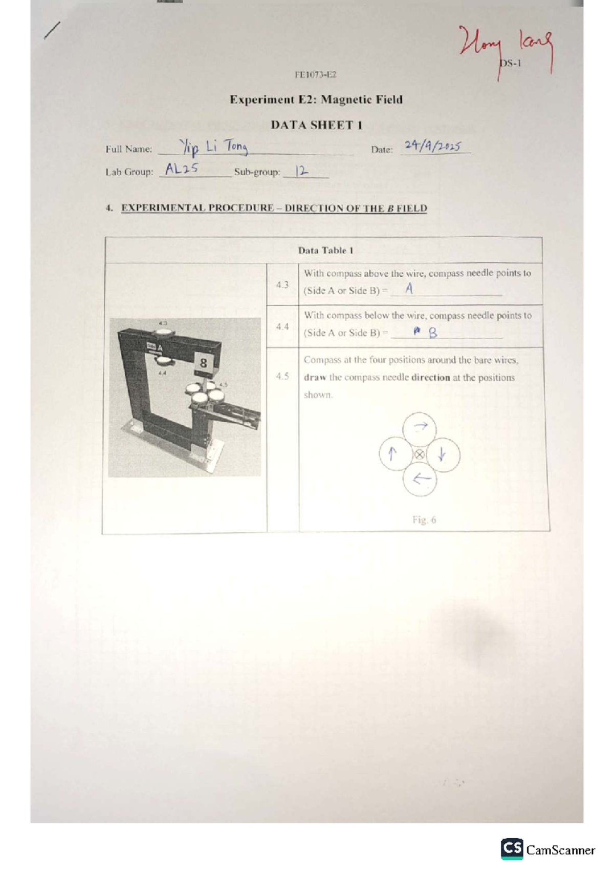 E2: Magnetic Field Experiment Log Sheet and Data Analysis - Studocu