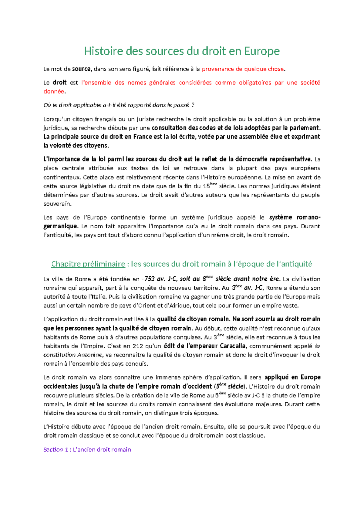 Histoire des sources du droit en Europe - Le droit est l’ensemble des ...