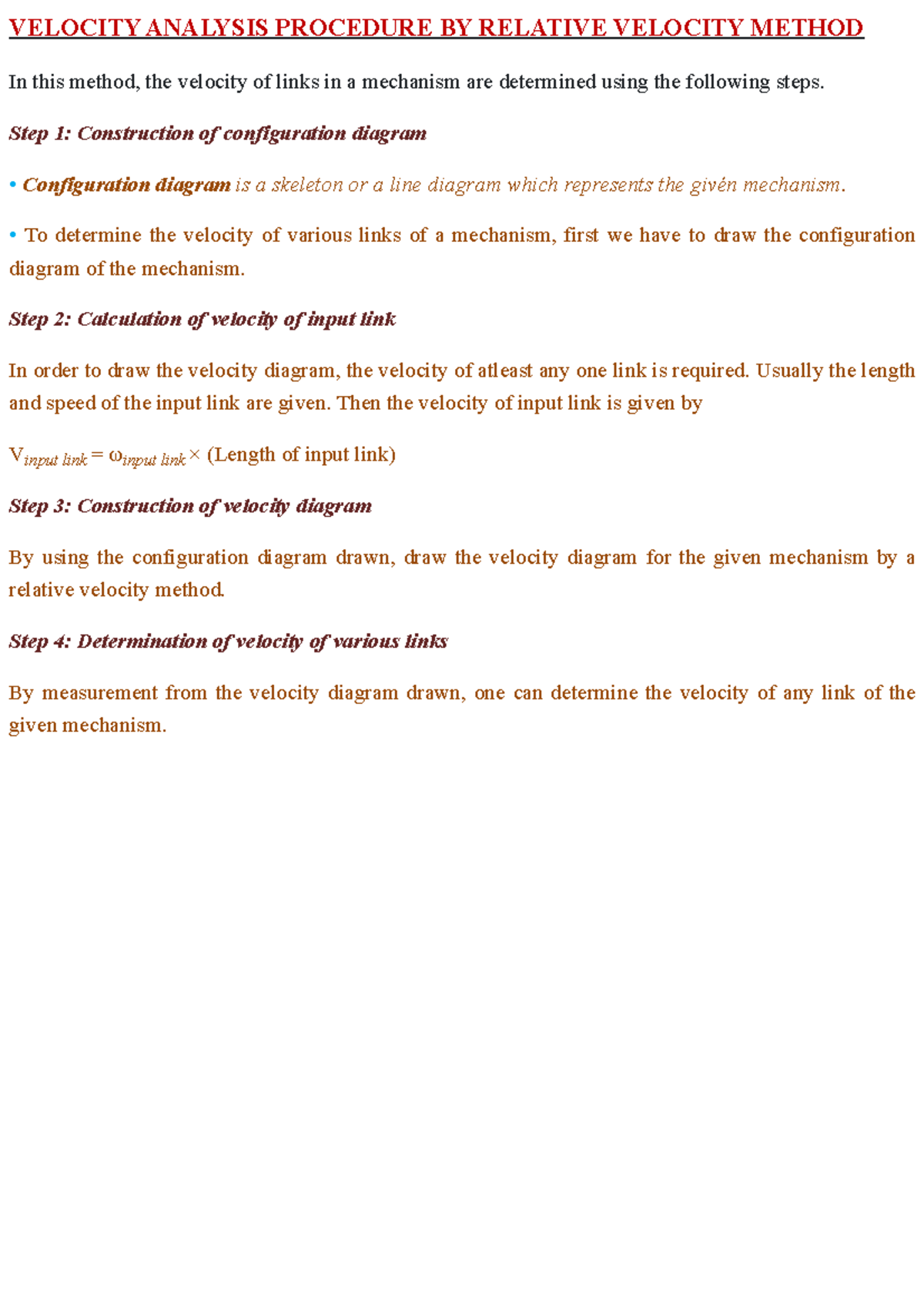Kinematics of Mechanisms (Theory of Machines): Velocity Analysis ...