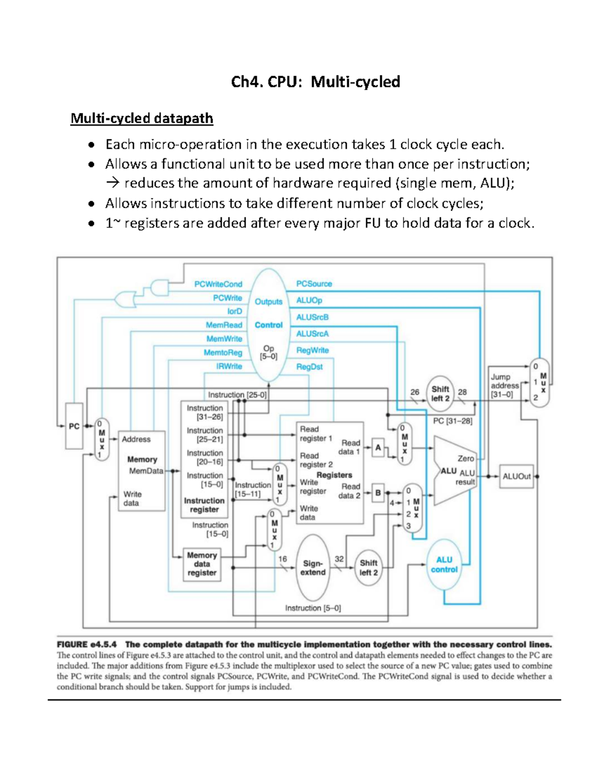Multi-Cycled Datapath and Control Unit Implementation (CS102) - Ch 4 ...