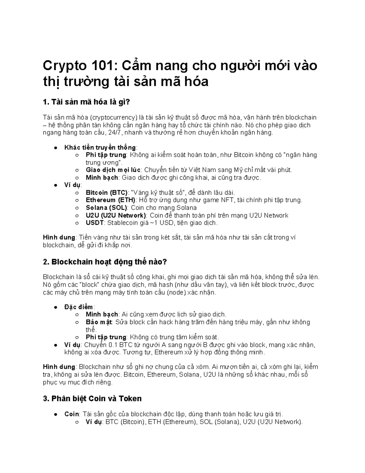Crypto 101: Hướng dẫn cho người mới về tài sản mã hóa - Studocu
