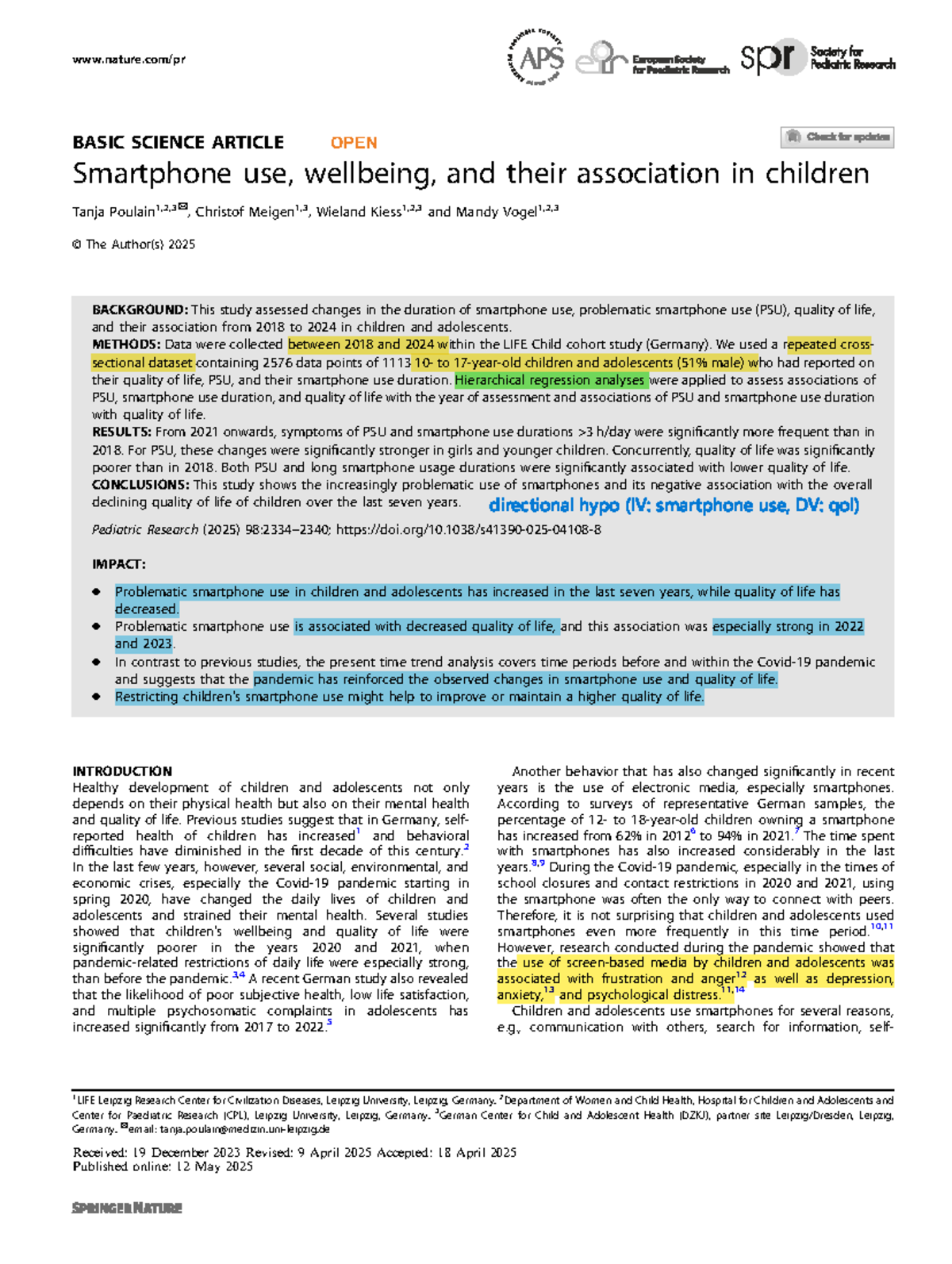 HBC201 TMA01: Impact of Smartphone Use on Child Wellbeing (2018-2024 ...
