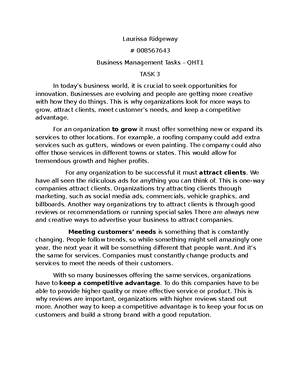 QHT1 TASK 1 - task 1 passed - Laurissa Ridgway Student ID 008567643 ...