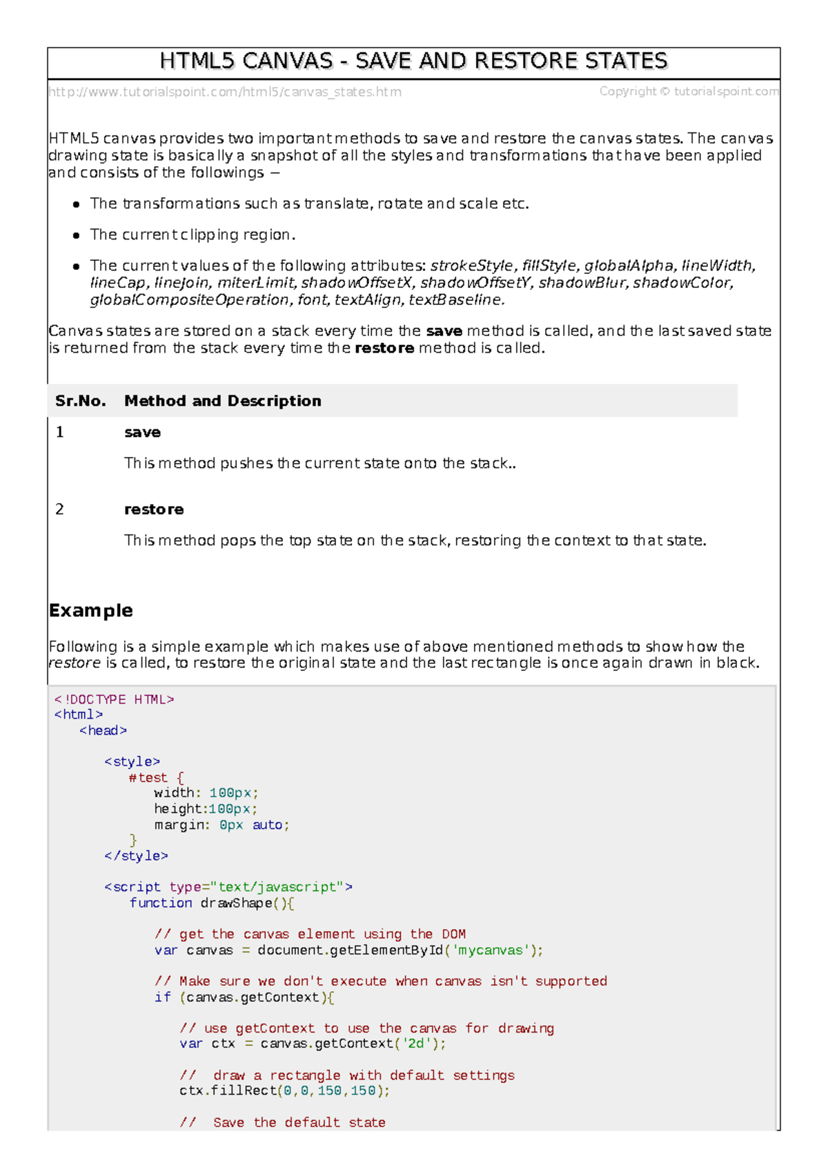 HTML5 Canvas States: Save and Restore Methods Explained - Studocu