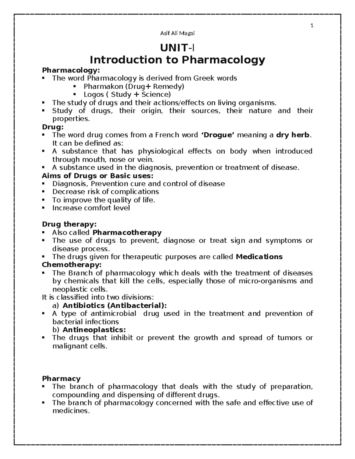 Pharmacology Module Notes (PHAR 101): Comprehensive Study Guide - Studocu