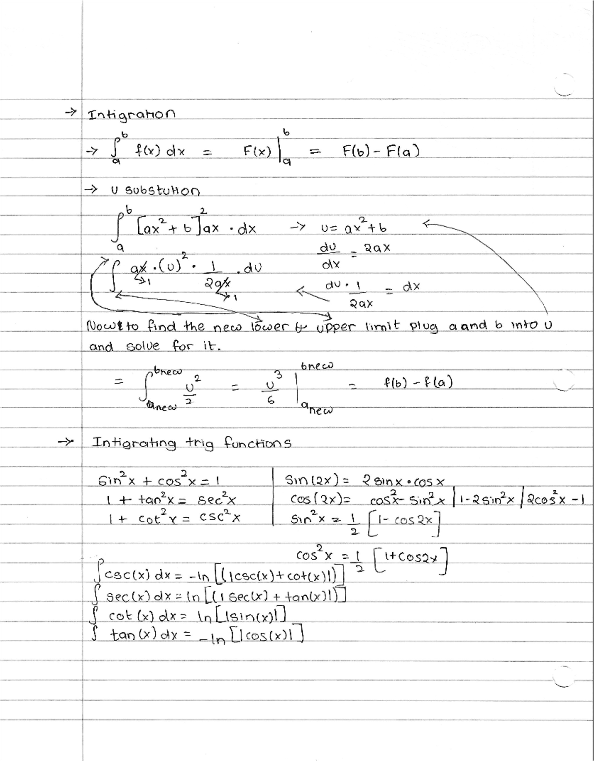 Final Exam Notes for Integration in Calc 111 - Studocu