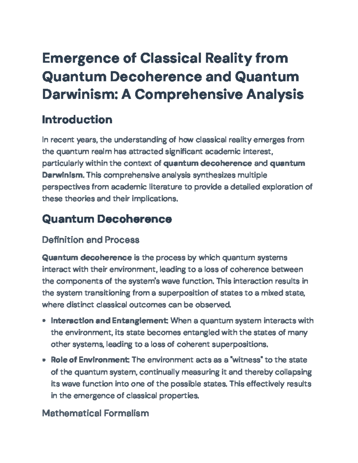 Emergence of Classical Reality: Quantum Decoherence & Darwinism ...