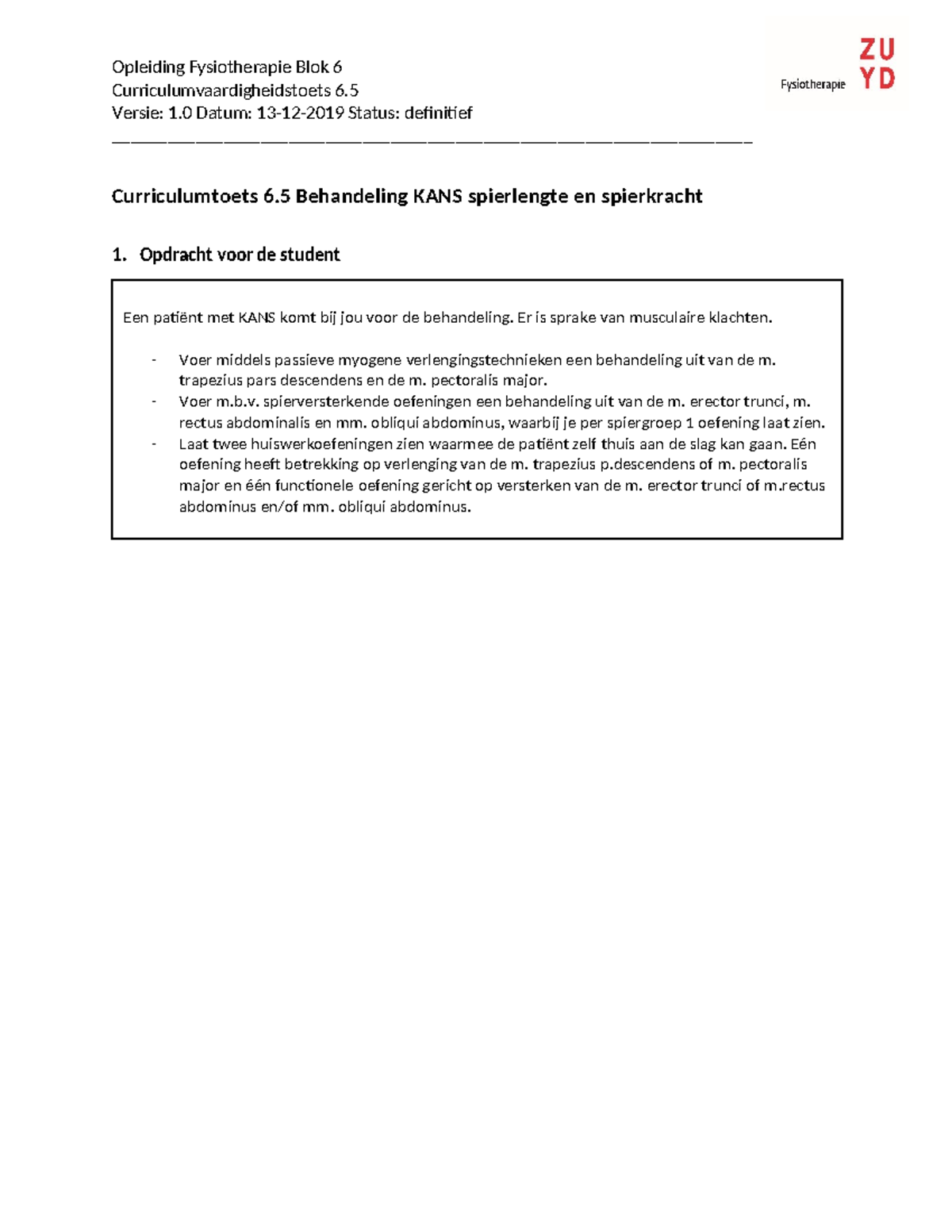CCVH 6.5 KANS Behandeling: Spierlengte en Spierkracht Technieken ...
