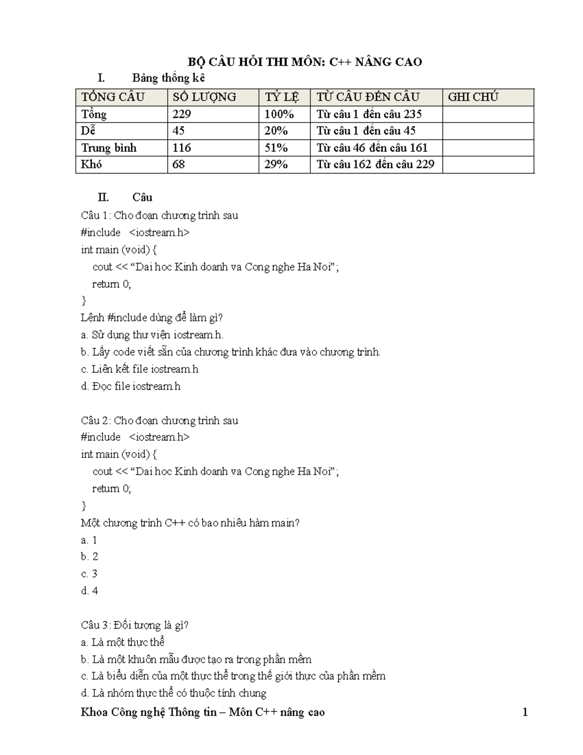 Cau hoi on tap c nang cao - gccfhfjfyhuj - BỘ CÂU HỎI THI MÔN: C++ NÂNG ...