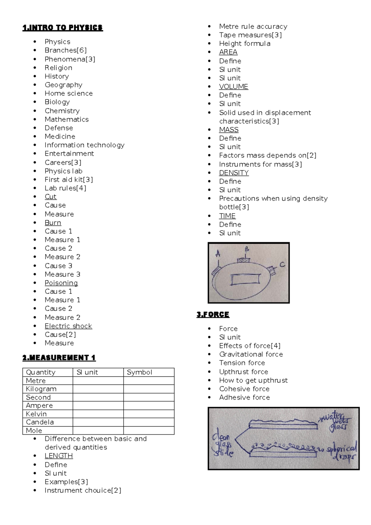 Physics FORM 1 - Comprehensive Study Guide on Key Concepts - Studocu