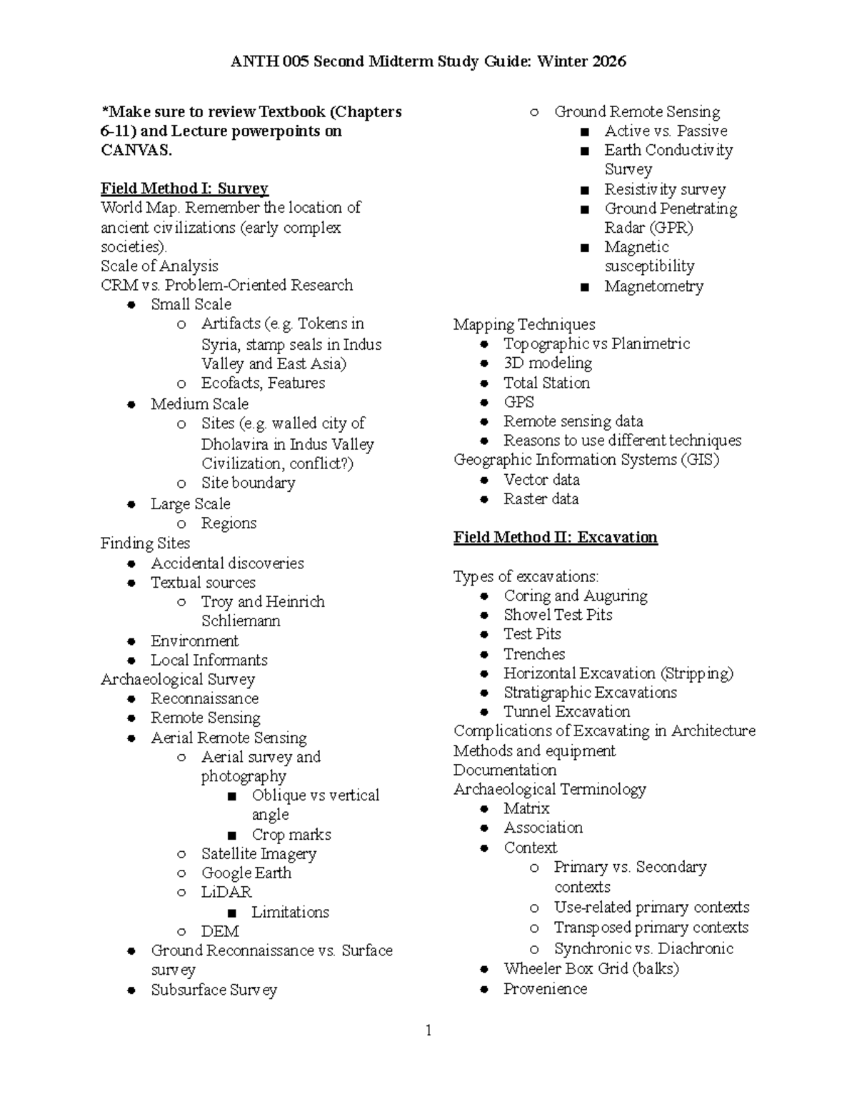 ANTH 005 Winter 2026 Second Midterm Study Guide: Key Concepts ...
