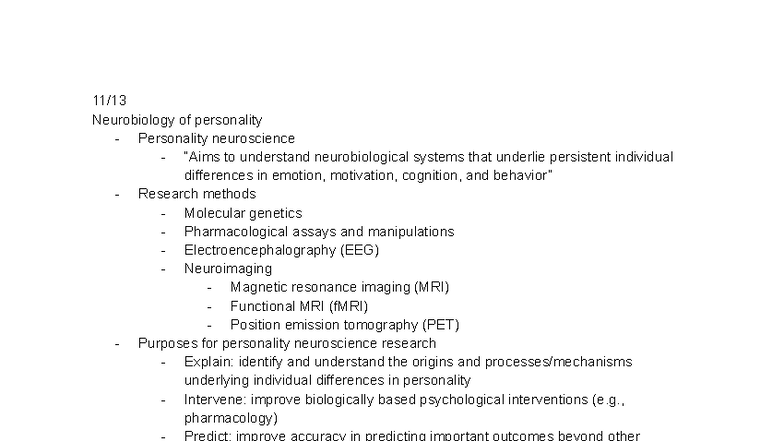 PSY 101: Neurobiology and Genetic Influences on Personality Insights ...