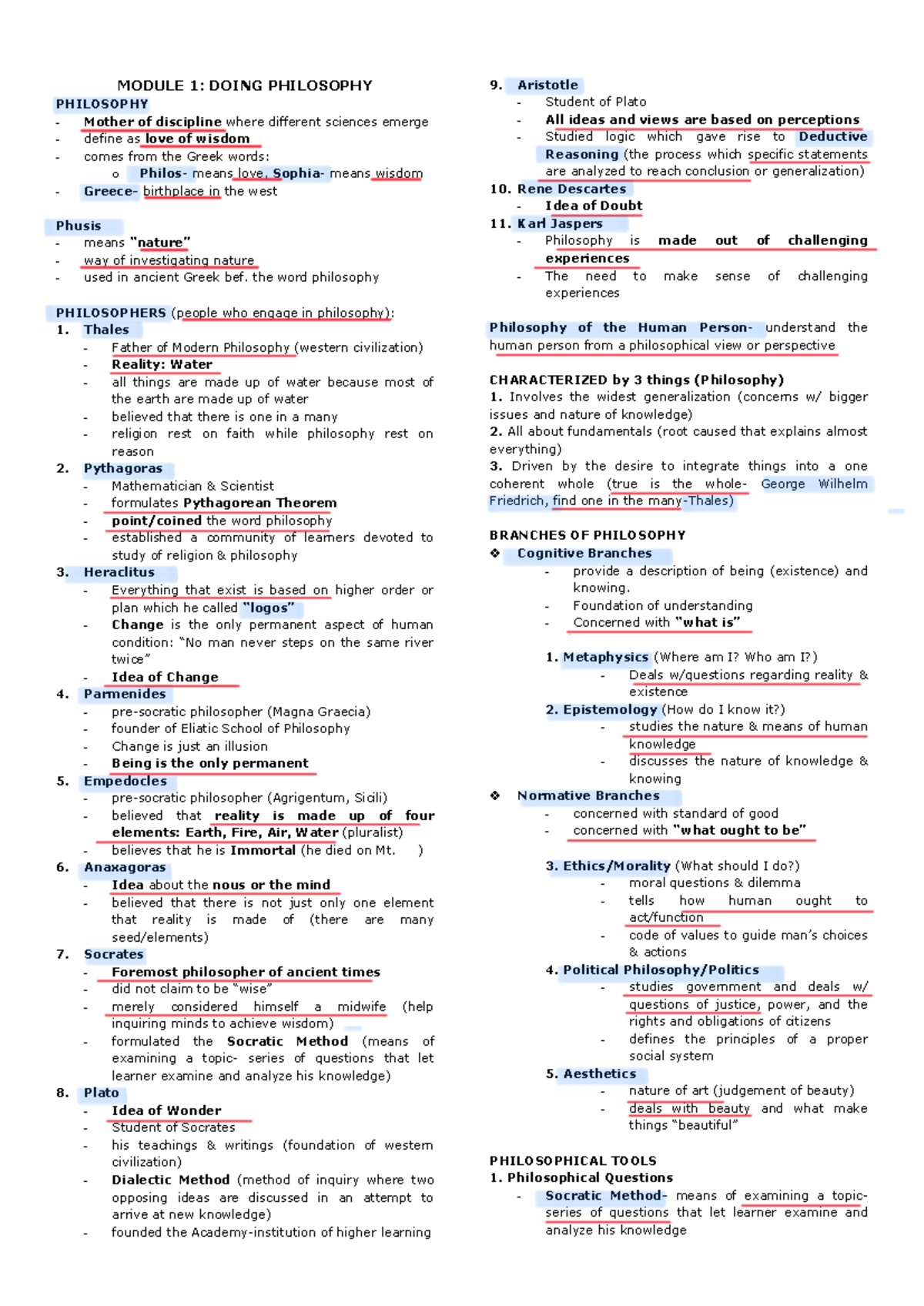 Philosophy 101: Key Concepts & Philosophers - Reviewer 2 - Studocu