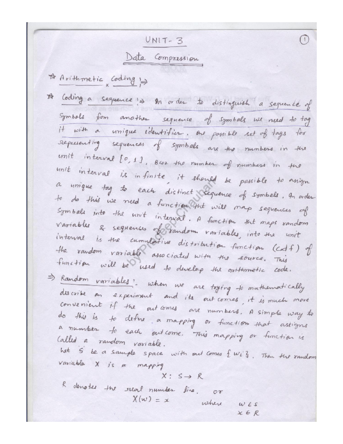 DC Unit 3 Notes: Data Compression & Arithmetic Coding Techniques - Studocu