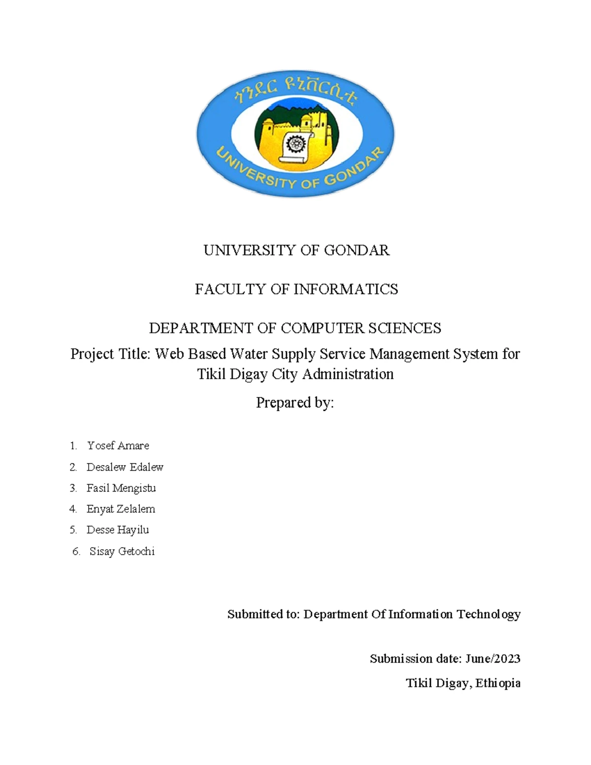 University of Gondar 1st Year 2nd Semester Final Exam Schedule 2017 ...