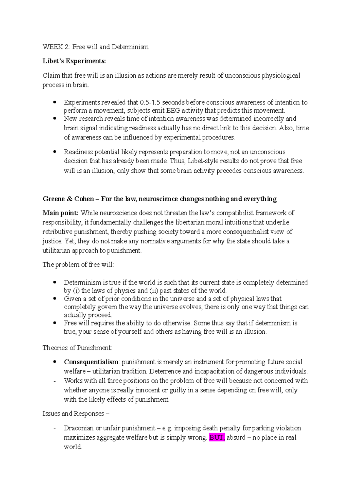 WEEK 2: Neurolaw - Free Will, Determinism, and Legal Implications ...