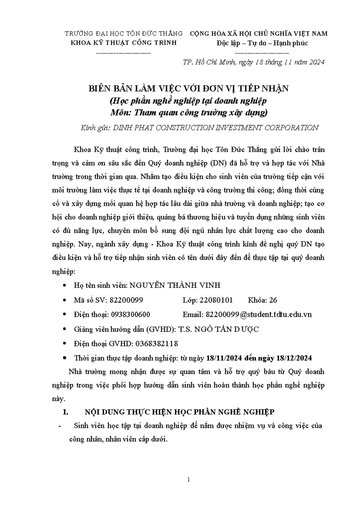 BBLV NTV - Bien ban lam viec voi doanh nghiep - TRƯỜNG ĐẠI HỌC TÔN ĐỨC ...