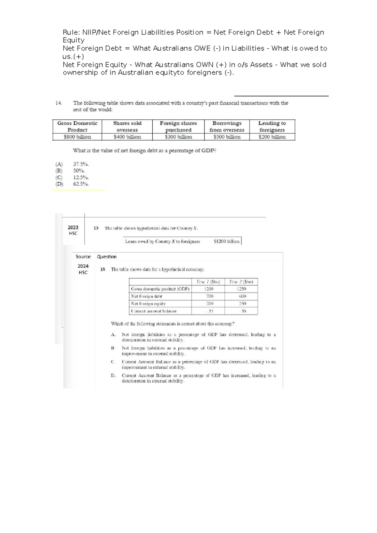 Net Foreign Liabilities Questions update-2 - Rule: NIIP/Net Foreign ...