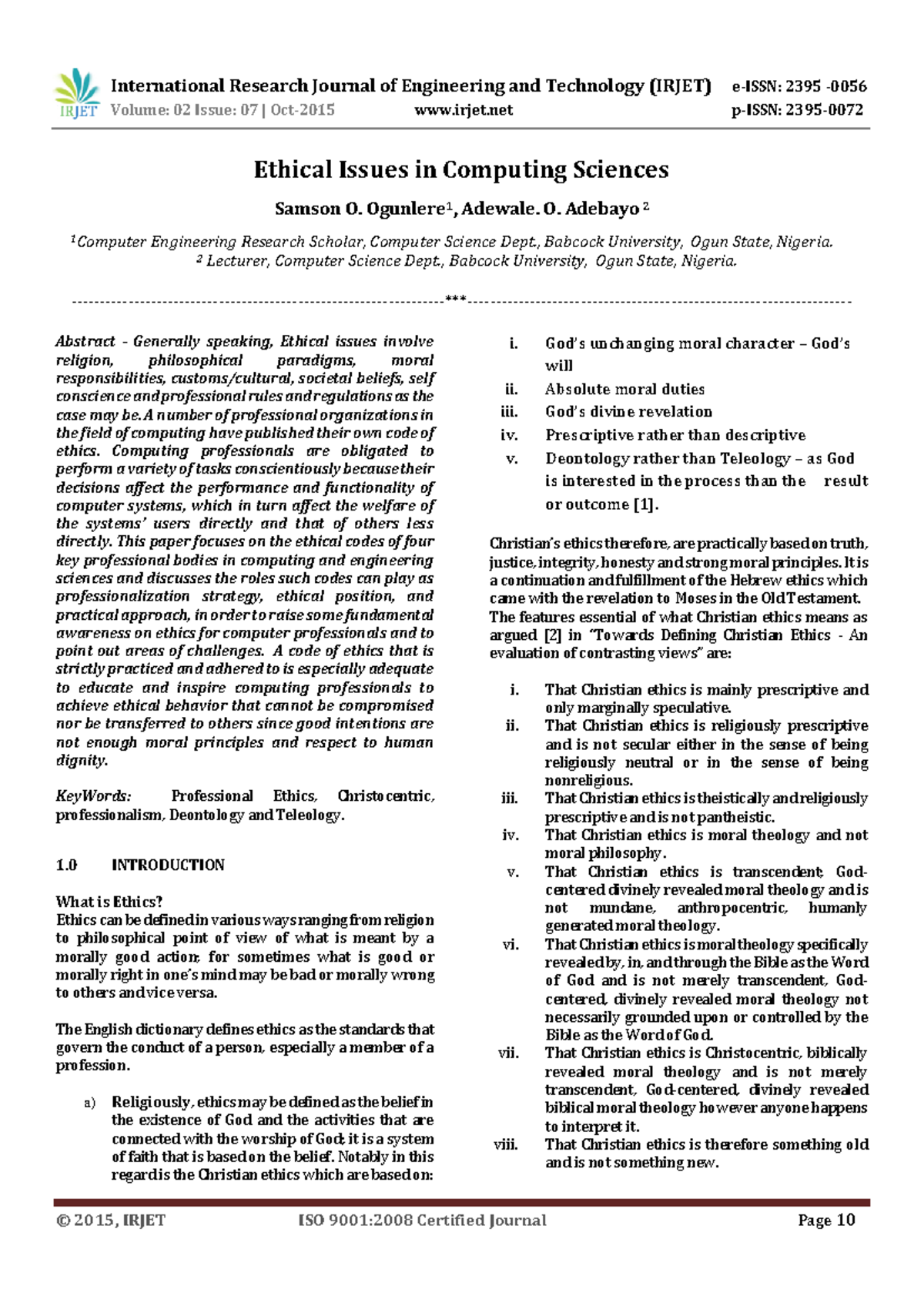 Professional Issue - Volume: 02 Issue: 07 | Oct-2015 irjet p-ISSN: 2395 ...