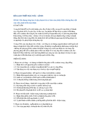 [Solved] Phn tch Quan nim ca Trit hc Mc Lnin v vn con ngi Vai tr ca con ...