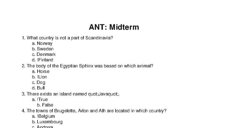 ANT323: Midterm 1 Practice Questions and Answers - Studocu