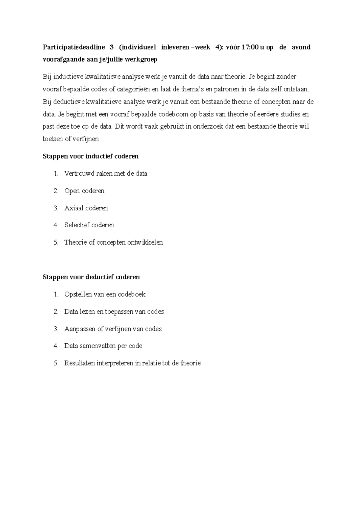 Individuele Inlevering: Kwalitatieve Analyse en Codering Techniques ...