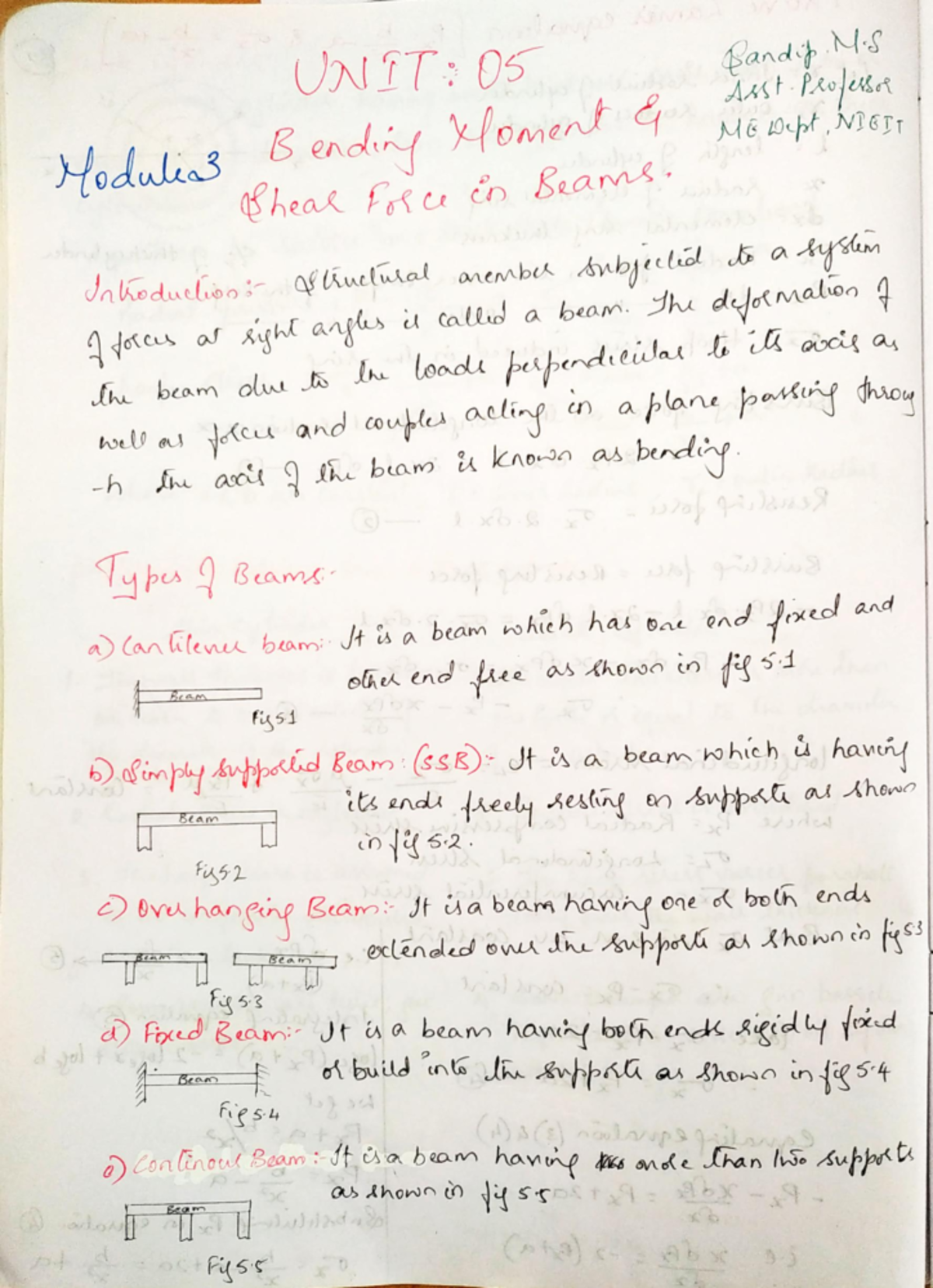 MOM Module 3: Written Notes on Shear Force and Bending Moments in Beams ...