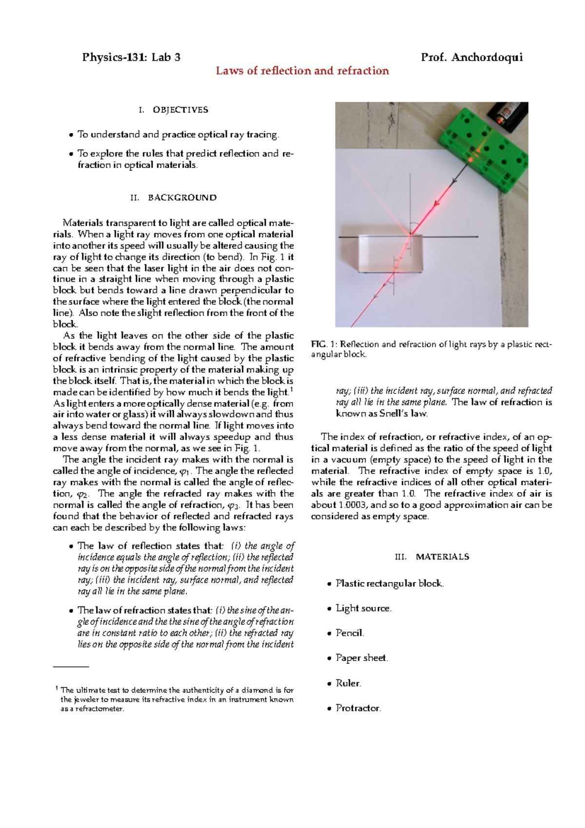 Lab3 - Physics - Physics-131: Lab 3 Prof. Anchordoqui Laws of ...