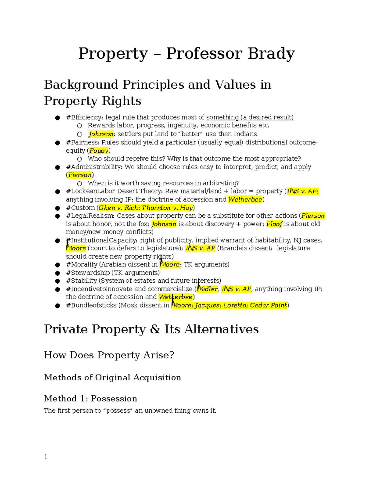 Property Rights Principles and Cases: A Comprehensive Overview (LAW 101 ...