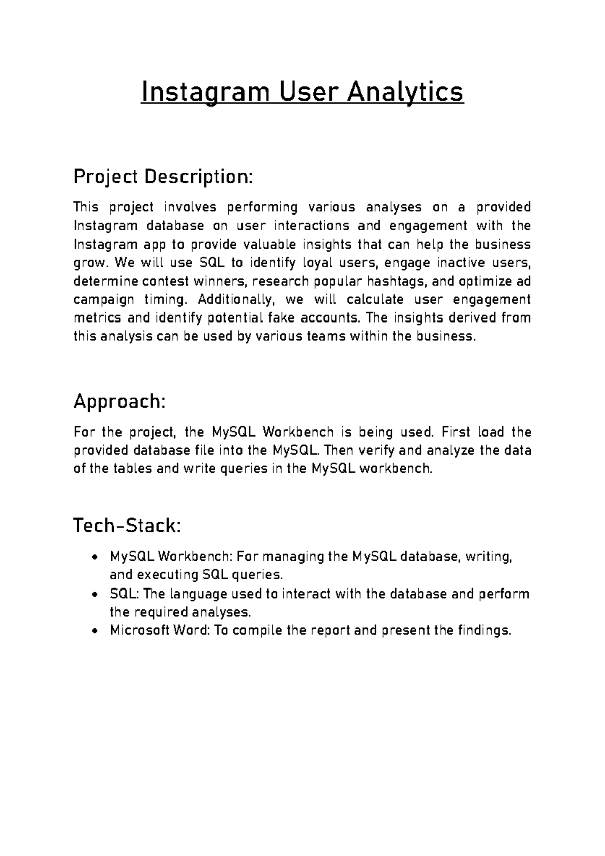 Instagram User Analytics Project: Insights & SQL Queries Analysis - Studocu