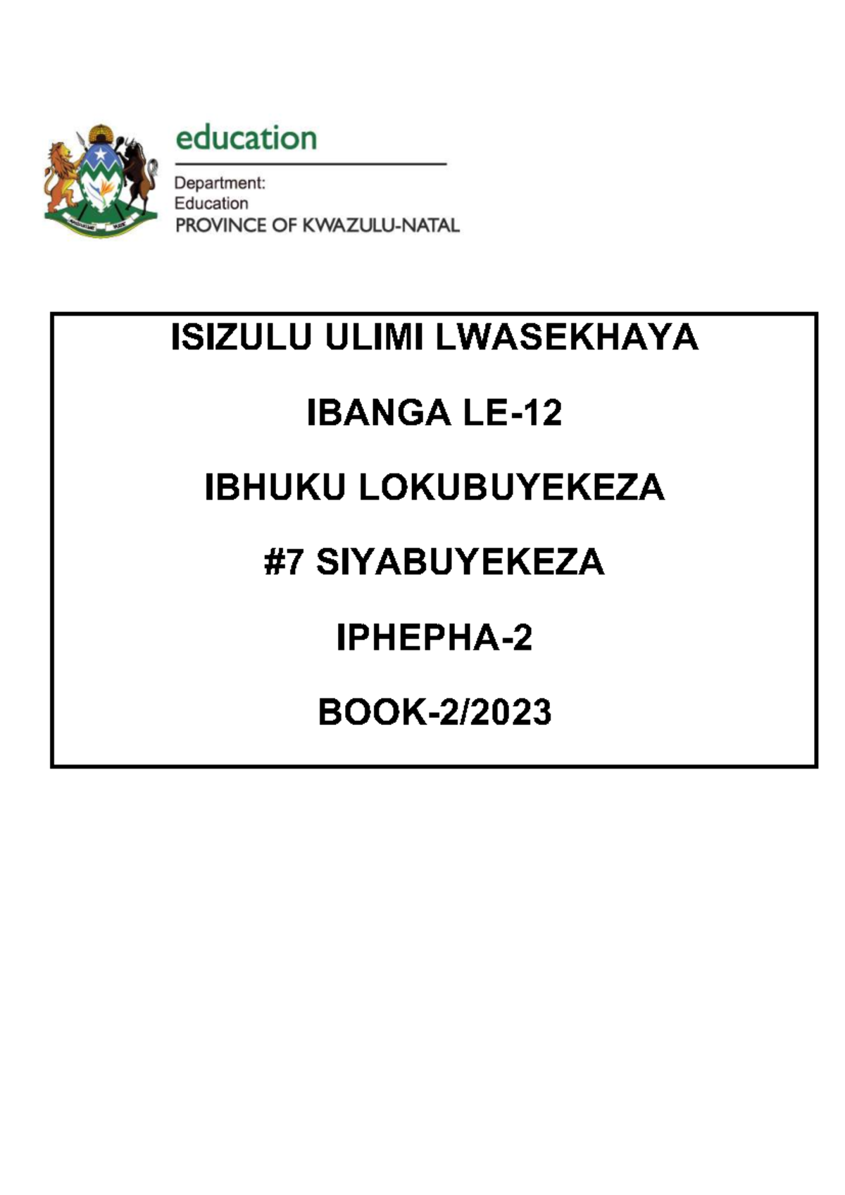 Isizulu HL Paper 2 Study Guide - Grade 12 Review Material - Document Preview