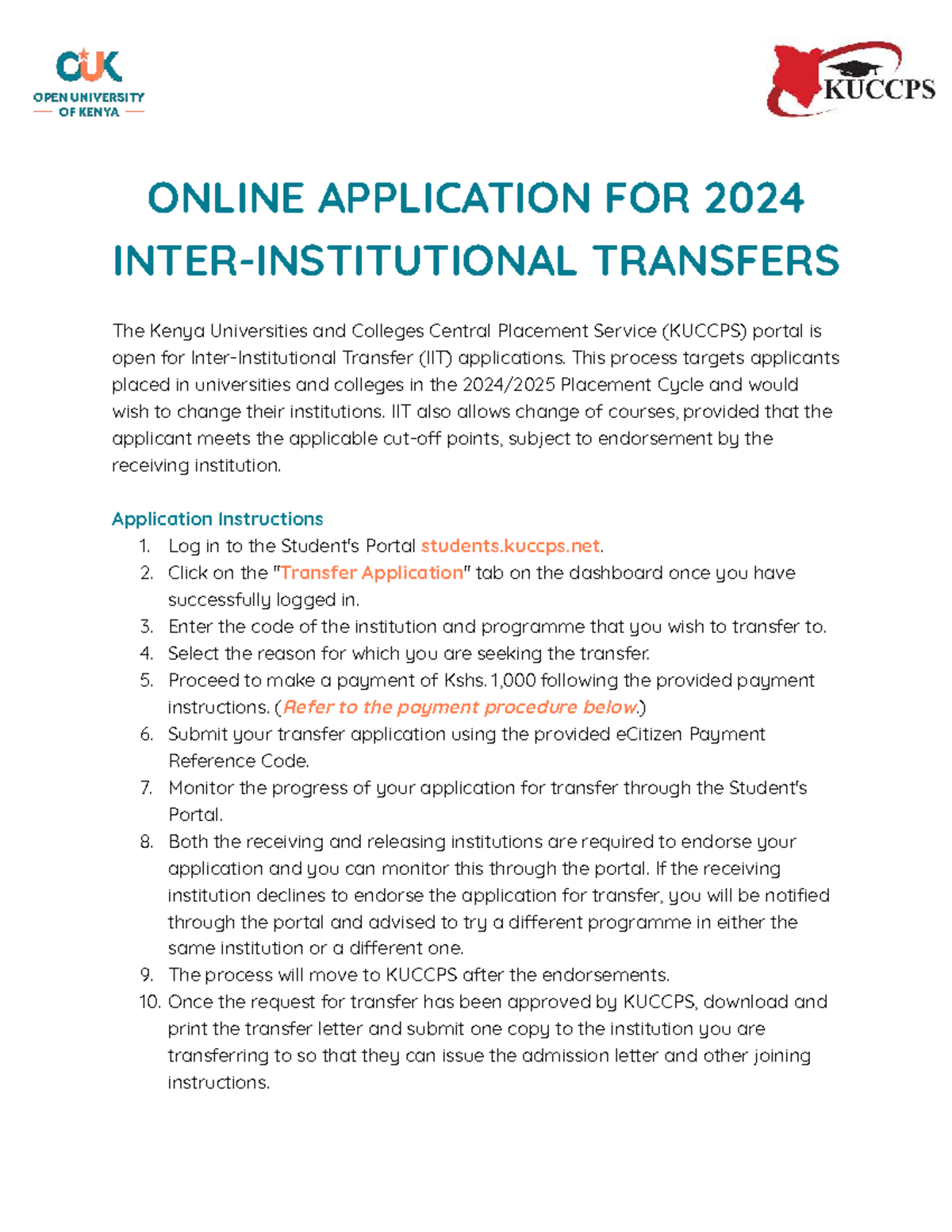 Inter-Institutional Transfer Application Guide - ONLINE APPLICATION FOR ...