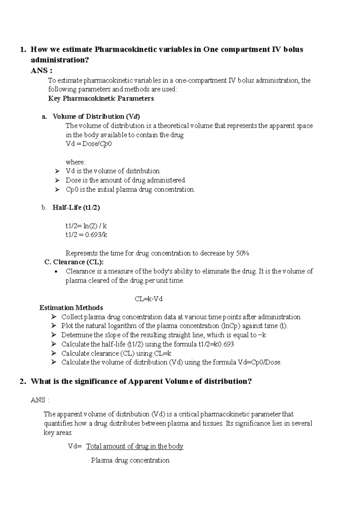 Pharmacokinetics in IV Bolus Administration: Key Concepts and Methods ...