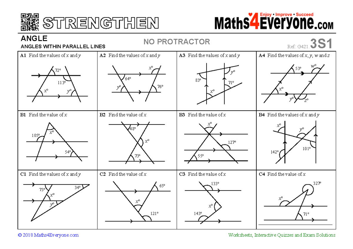 Strengthen Angles Within Parallel Lines - A1 to C4 Solutions - Studocu